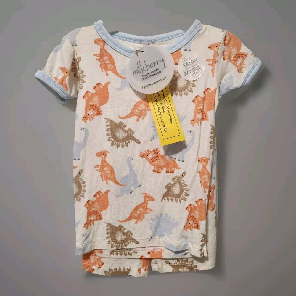 Milkberry 2pc Dinosaur‎ Pajama Set Bamboo 3T NWT UNISEX